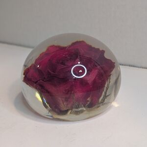 Vintage Infinity Rose Lucite Paperweight Made in Canada